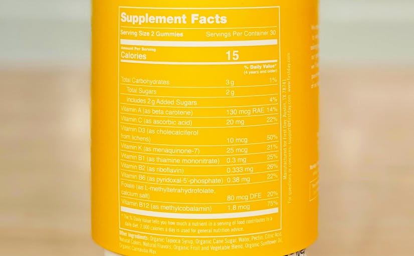 First Day Vitamins Review Kids Multivitamin Ingredients