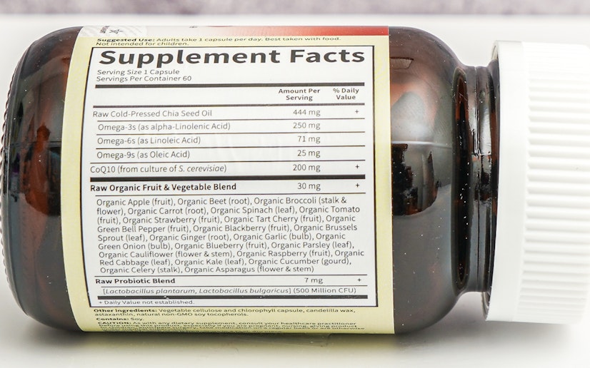 Garden of Life Raw CoQ10 ingredients