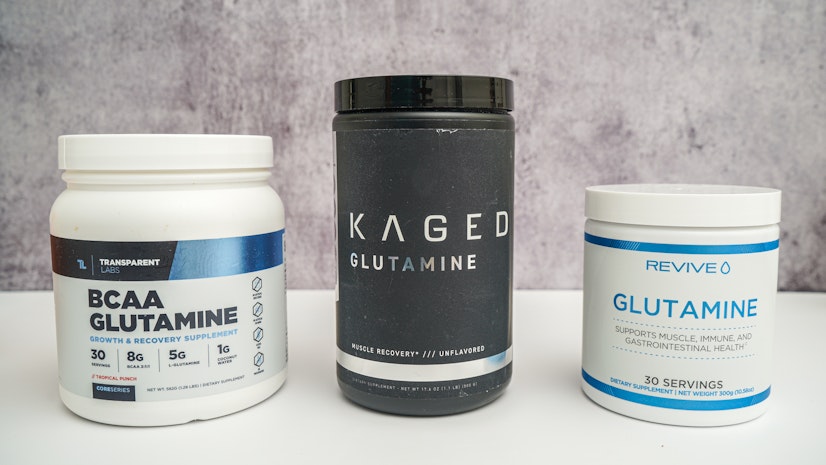 Glutamine supplements - Kaged, Revive, and Transparent Labs