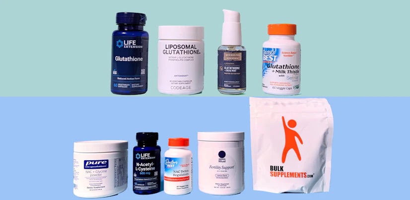 Lineups of recommendable glutathione and NAC products