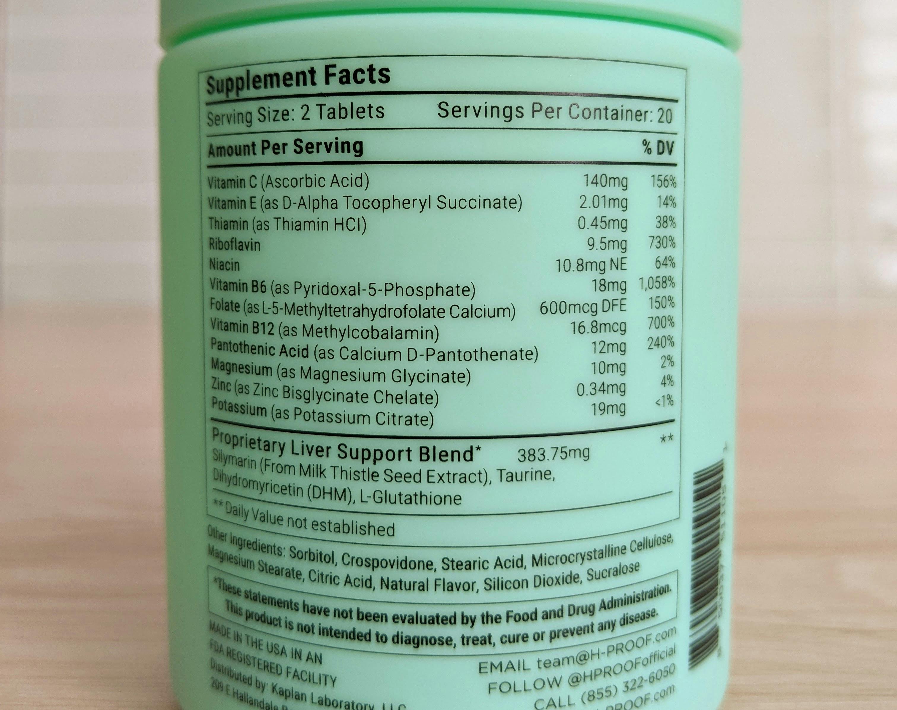 H Proof After Drink Ingredientss