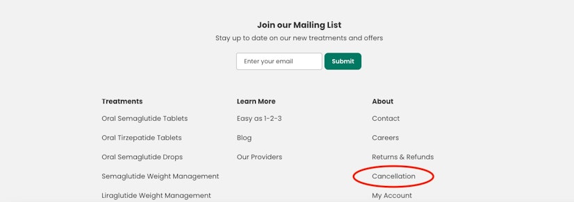 Henry Meds Cancelation Button