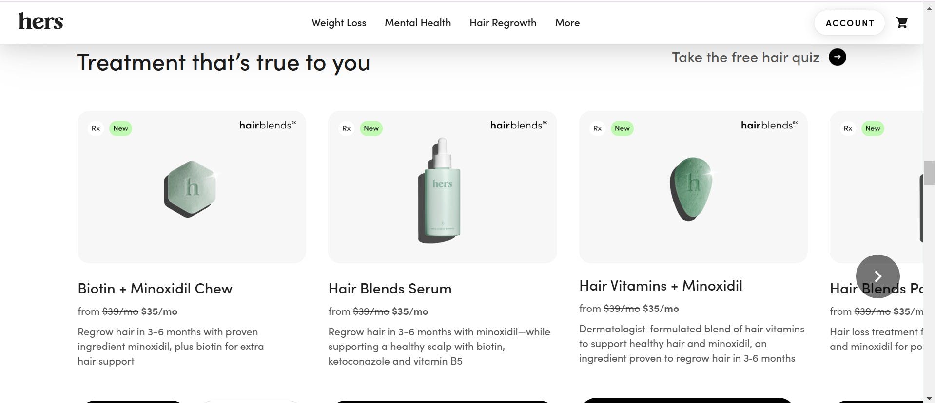 Hers Hair Loss Products Page