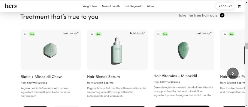 Hers Hair Loss Products Page