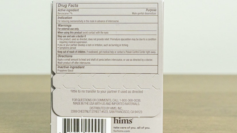 Hims Delay Wipes Drug Facts