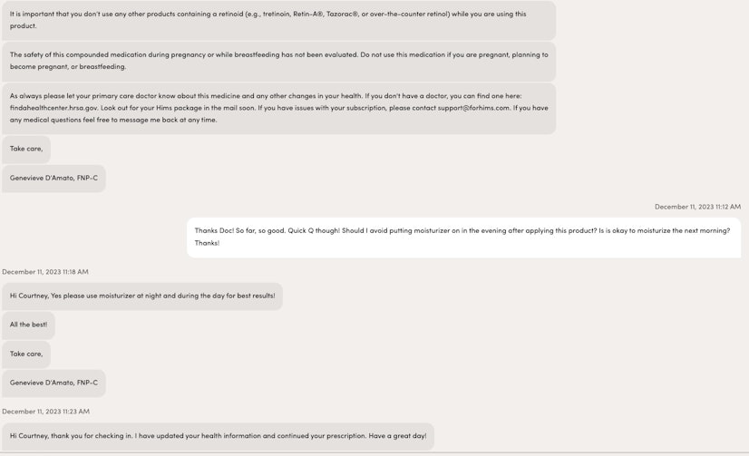 Hims Messaging Platform Skincare