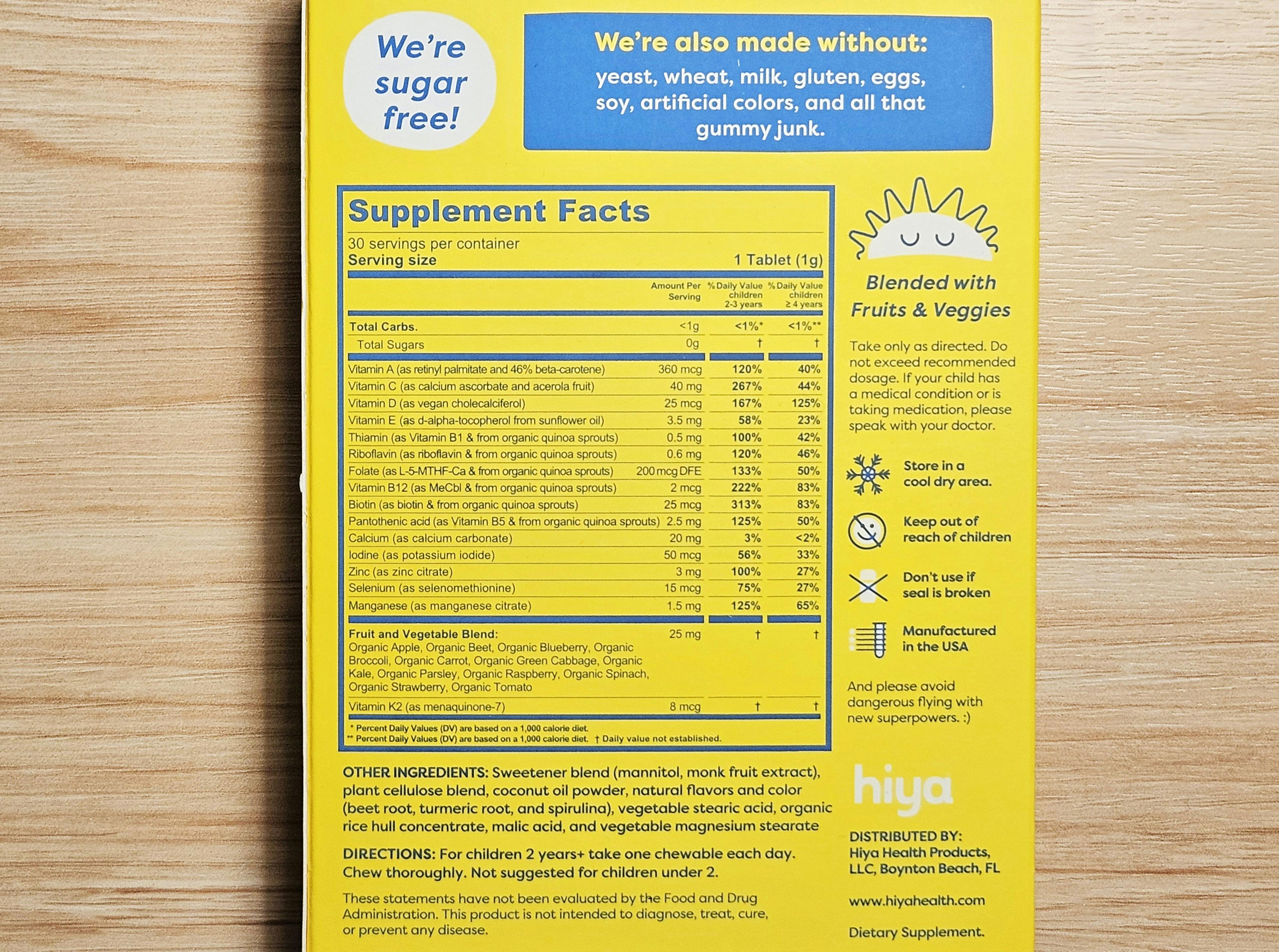 Hiya Vitamins Review Multivitamin Ingredients