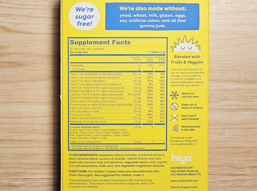 Hiya Vitamins Review Multivitamin Ingredients