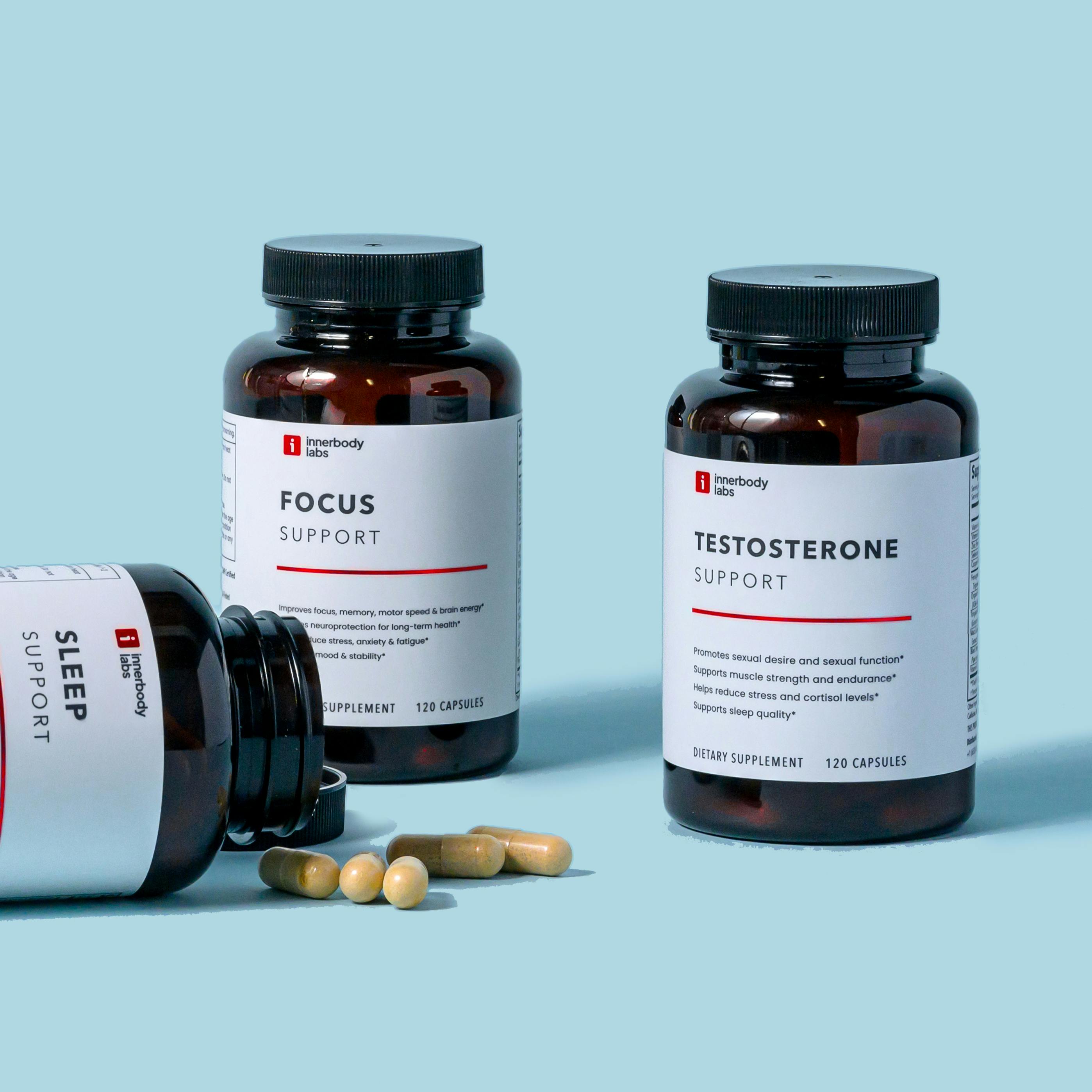 Premium supplement bottles and herbs