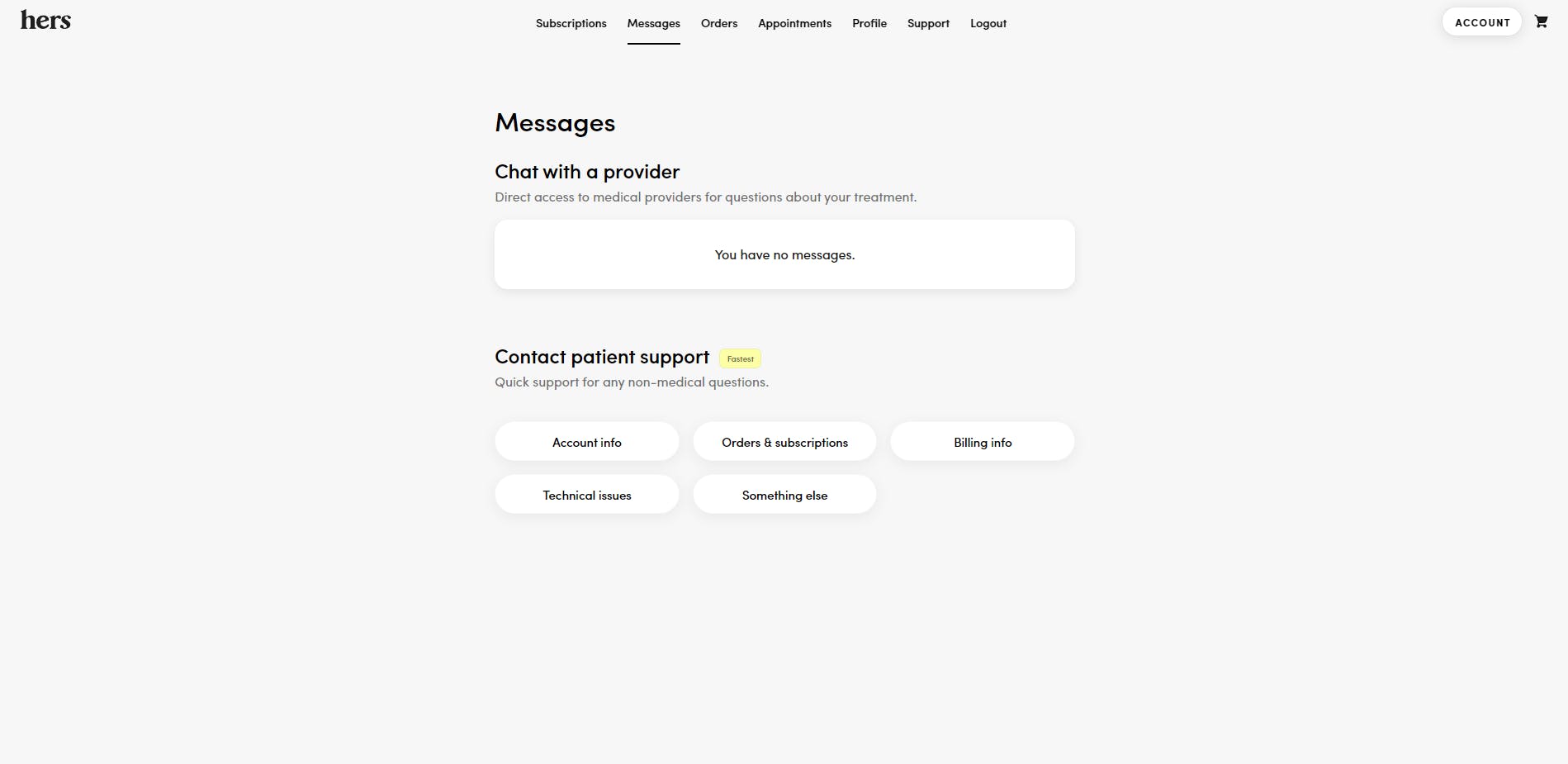 Hers Account Dashboard