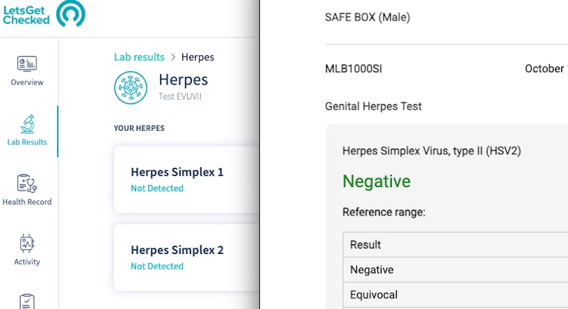 Letsgetchecked And Mylab Box Herpes Results