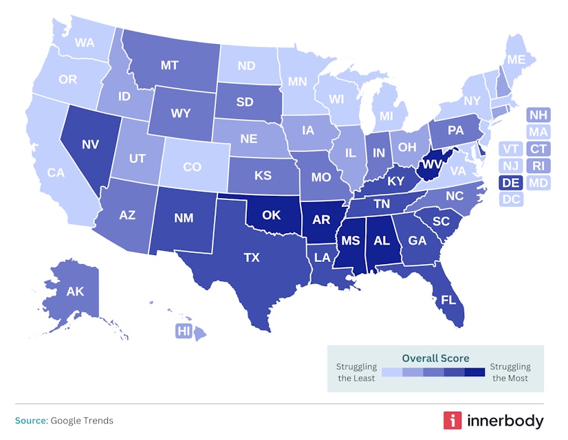 Map of where men are struggling the most with ED