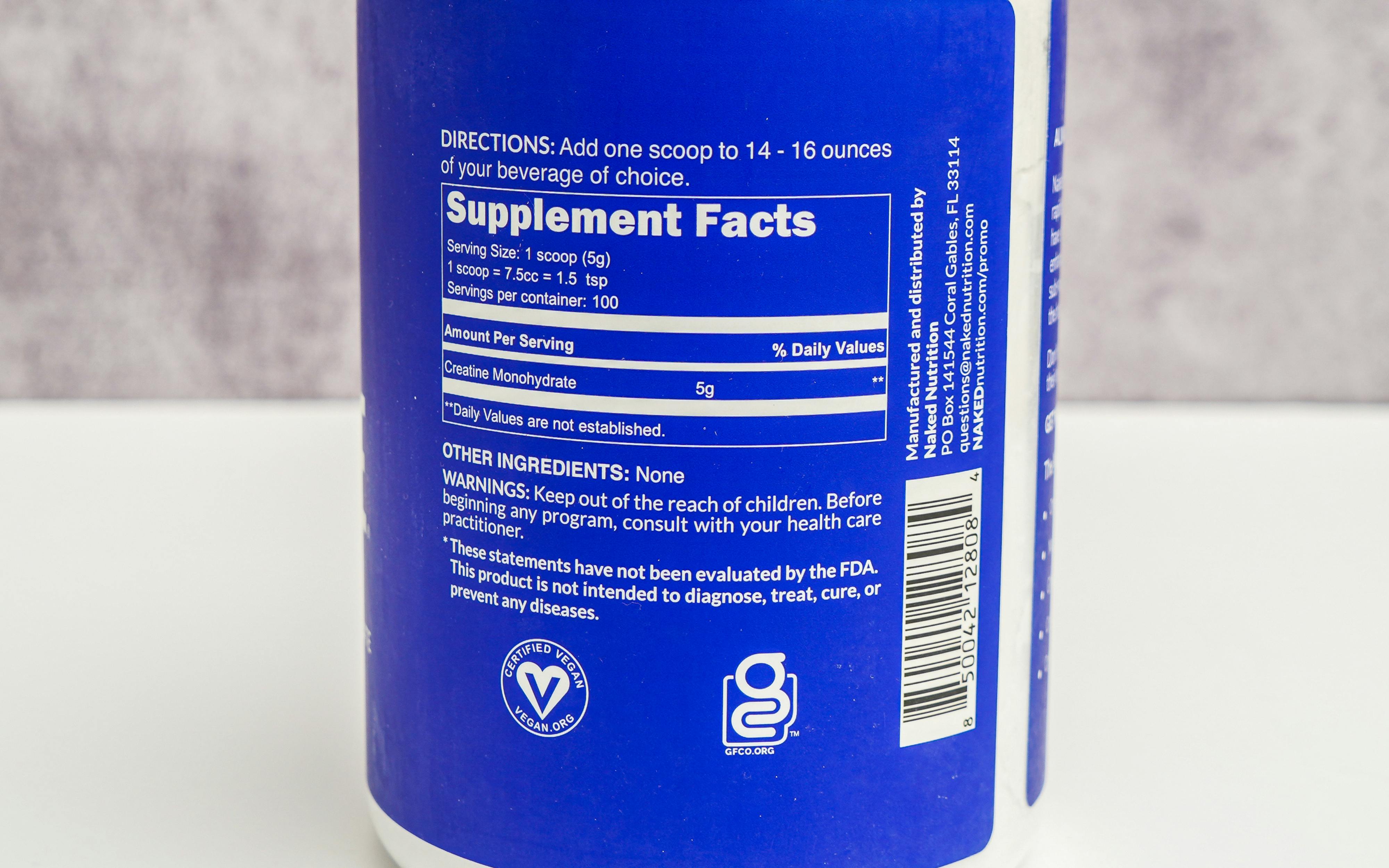 Naked Creatine ingredients