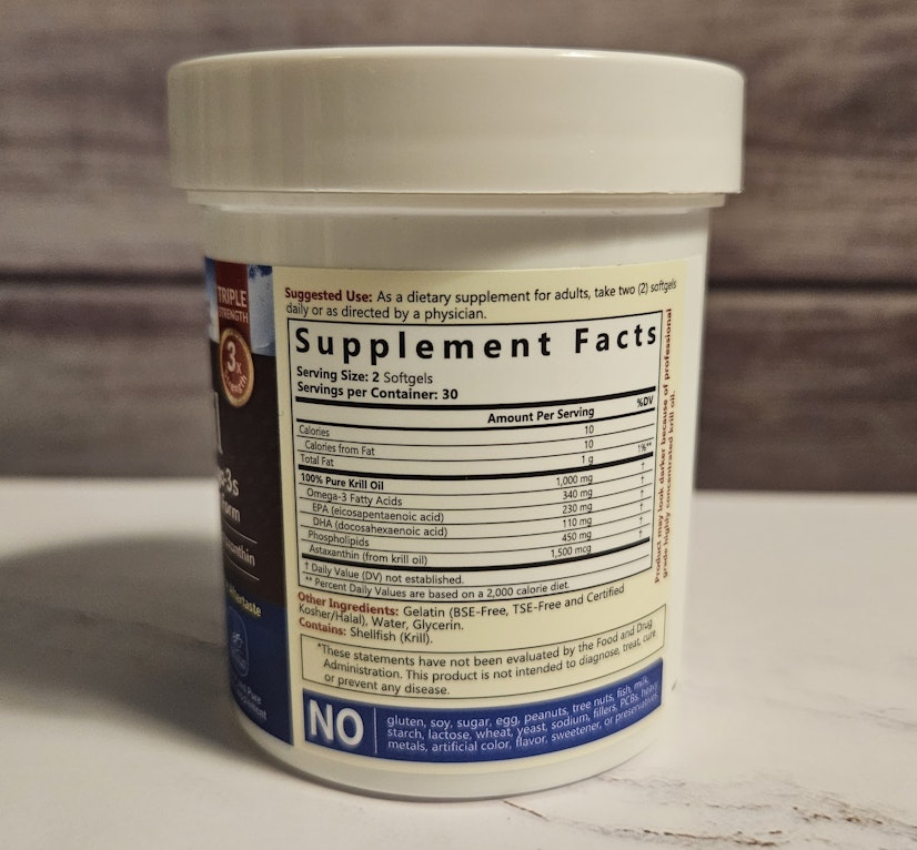 NatureMyst Krill Oil ingredient label
