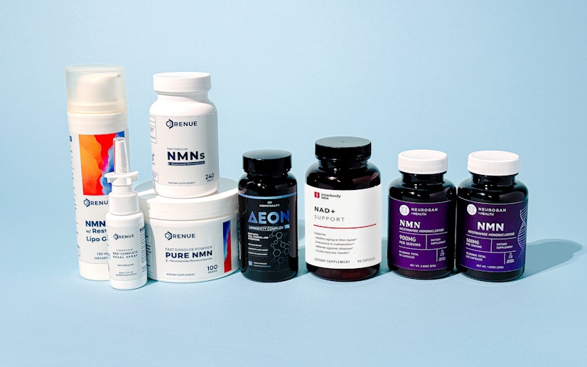 Assortment of NMN supplements - capsules, powders, and sprays