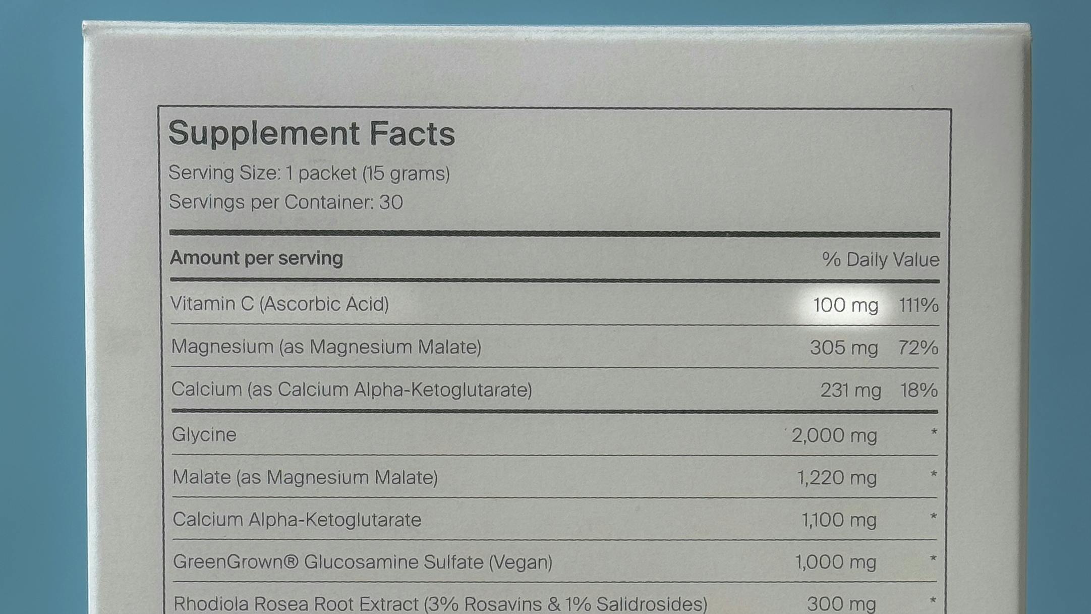 Novos Core Ingredients Vitamin C Dose