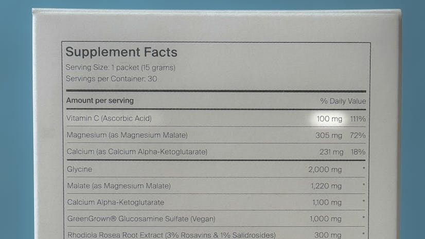 Novos Core Ingredients Vitamin C Dose