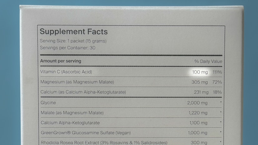 Novos Core Ingredients Vitamin C Dose
