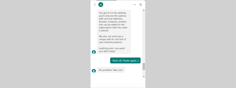 Nutrafol Customer Support Chat