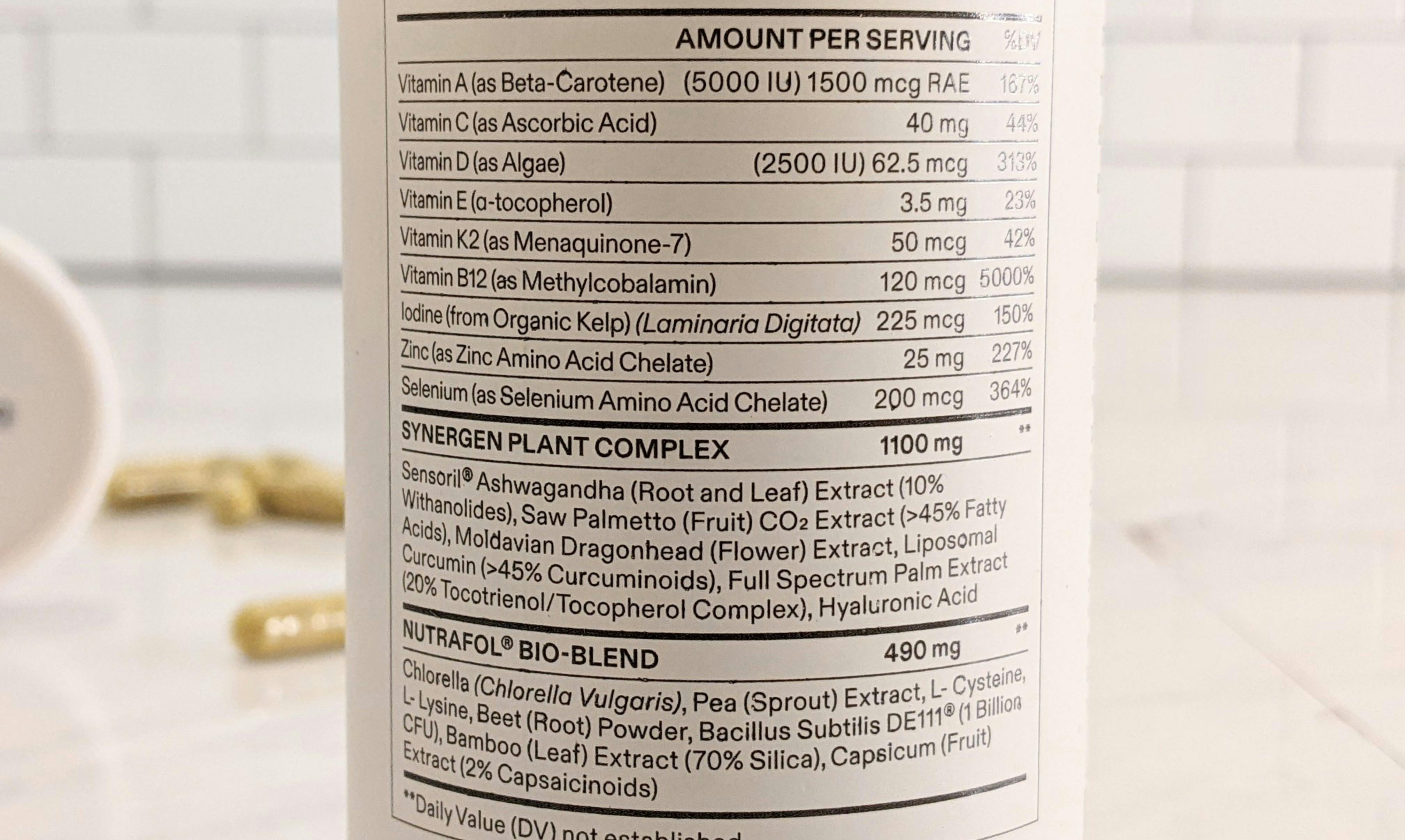 Nutrafol Womens Vegan Ingredients