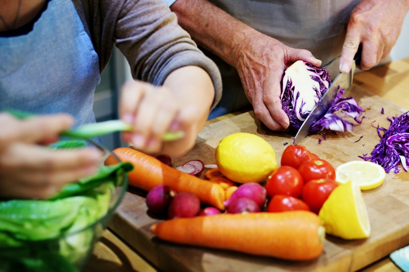 Older adult eating healthily