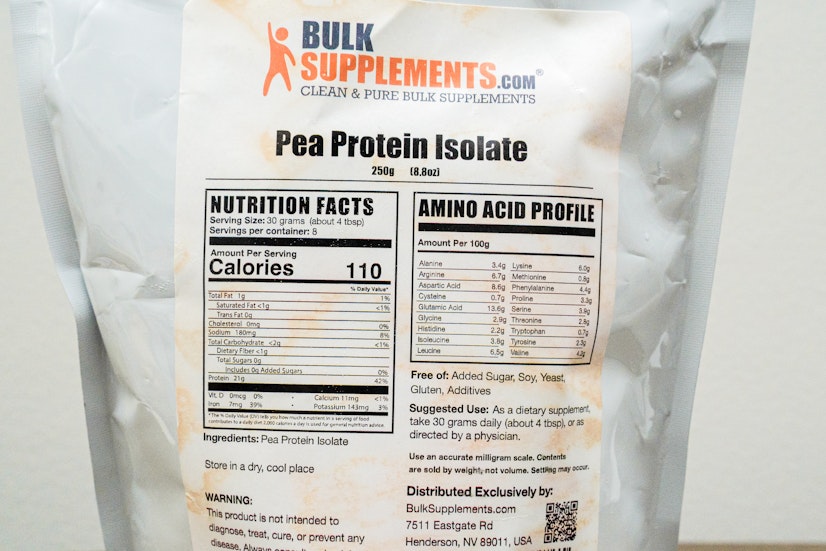Bulk Supplements Pea Protein nutrients