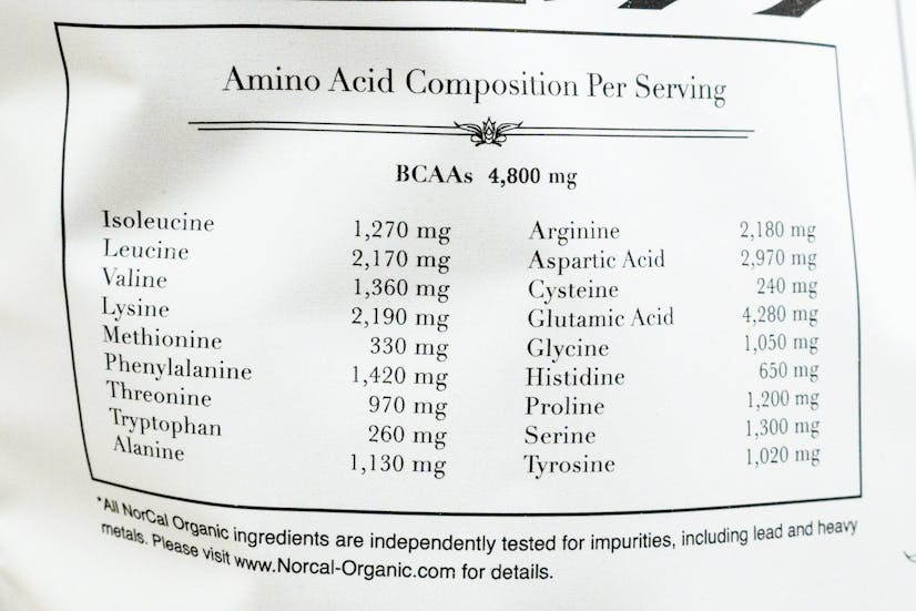 Norcal pea protein amino acid contents