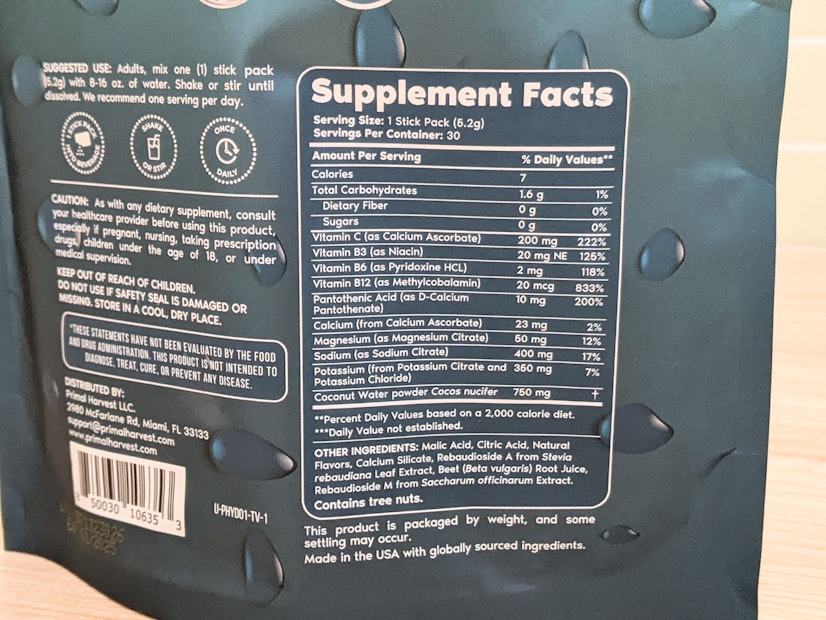 Primal Hydration Ingredients