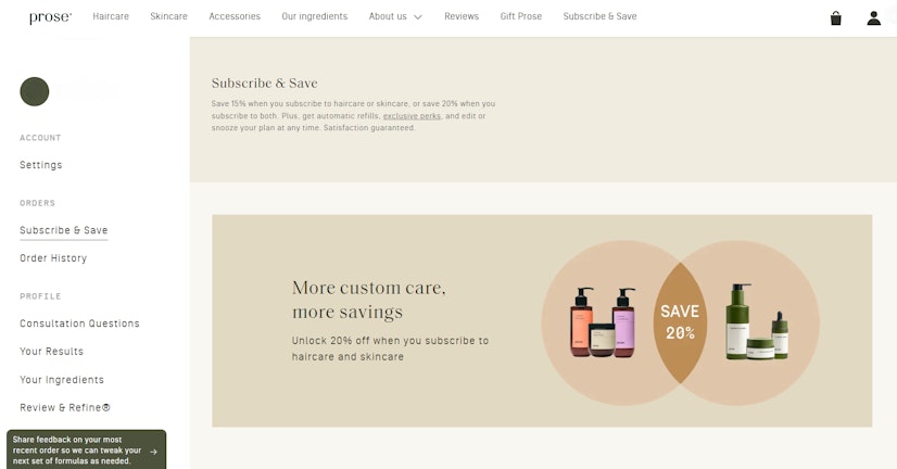 Prose Review Customer Dashboard