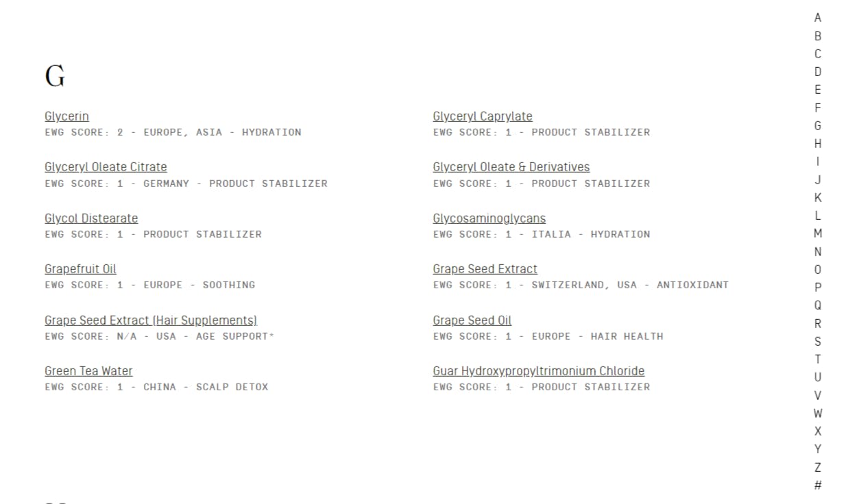 Prose Review Ingredient Index