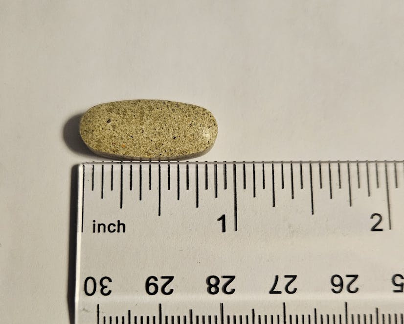 showing the size of a Rainbow Light menopause supplement capsule