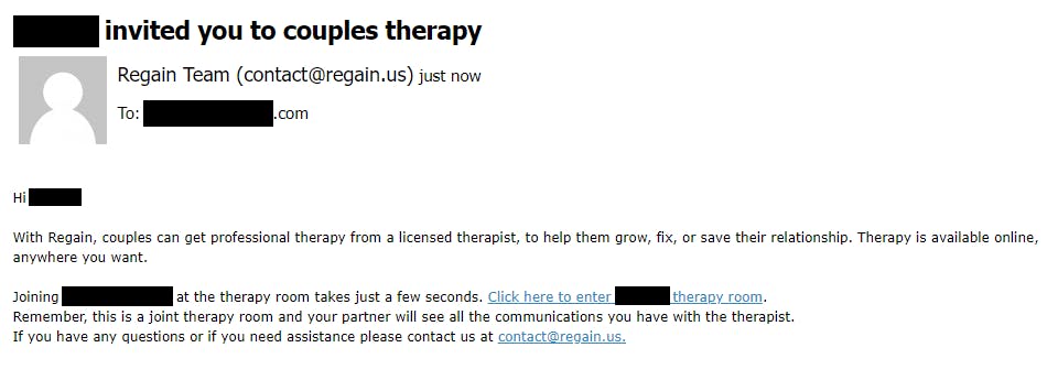 Regain Partner Email