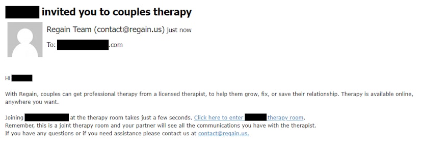 Regain Partner Email