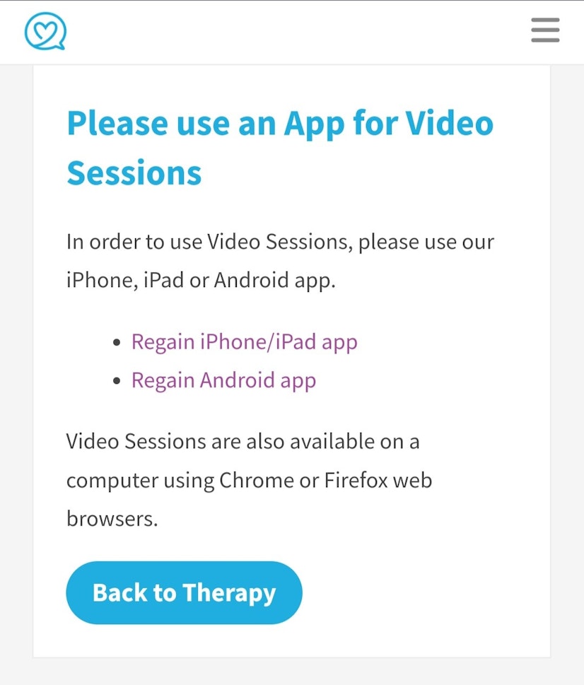 Regain Mobile Video Session