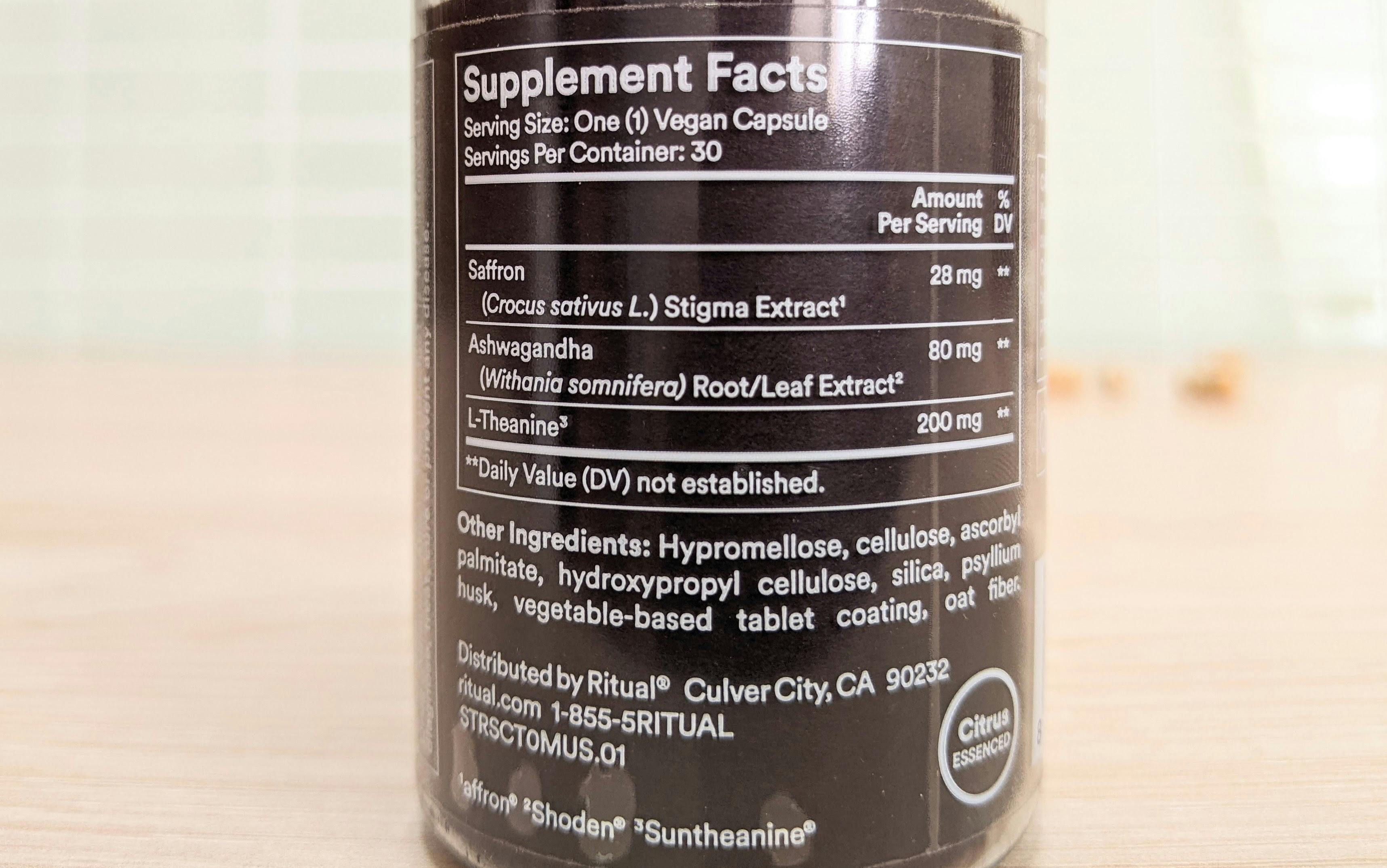 Ritual Stress Relief Ingredients