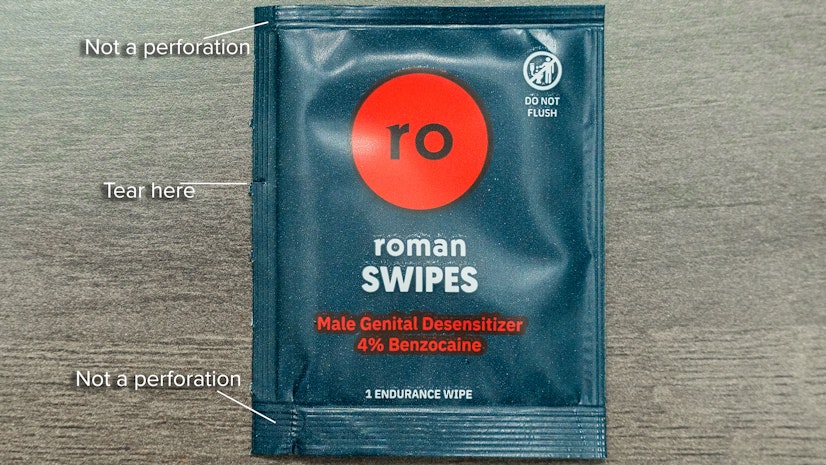 Roman Swipes PE Wipes Perforation Indication
