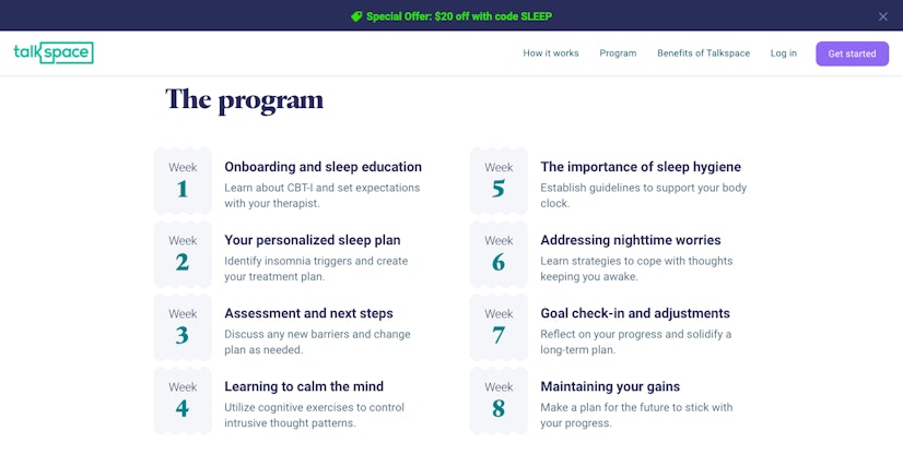 talkspace insomnia program structure