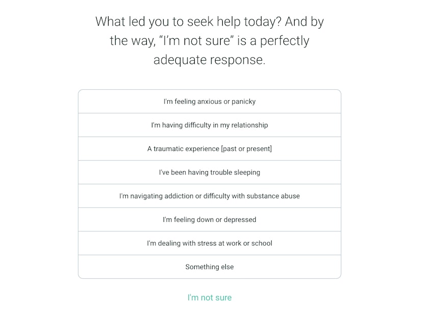part of talkspace questionnaire