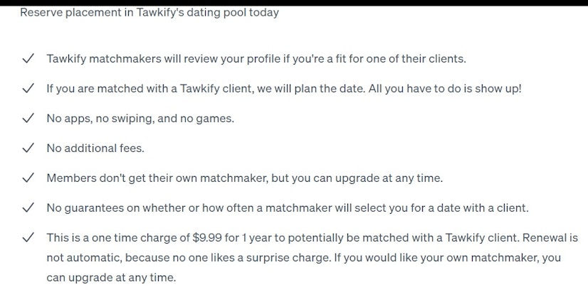 Tawkify Membership Details