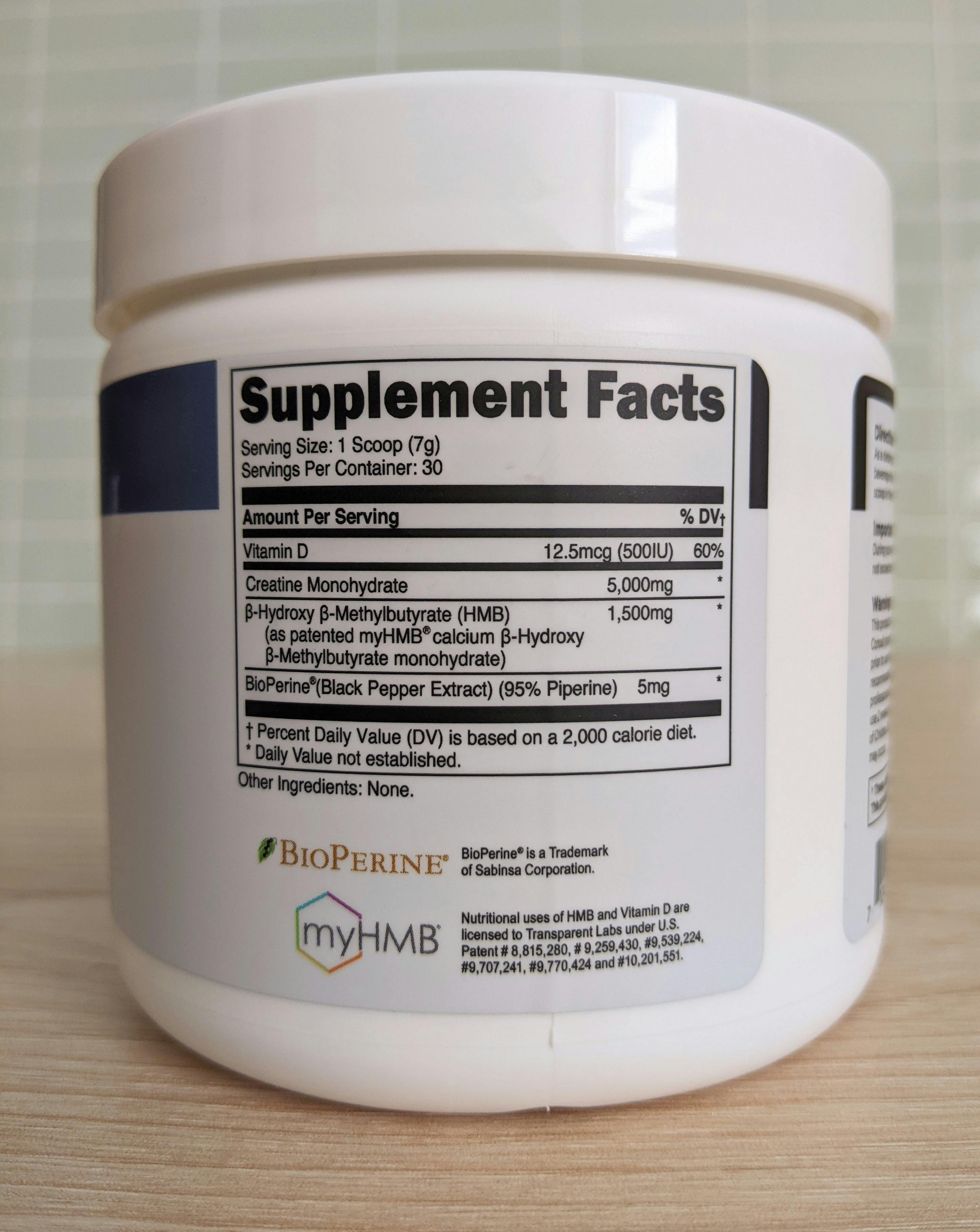 Transparent Labs Creatine HMB Ingredients