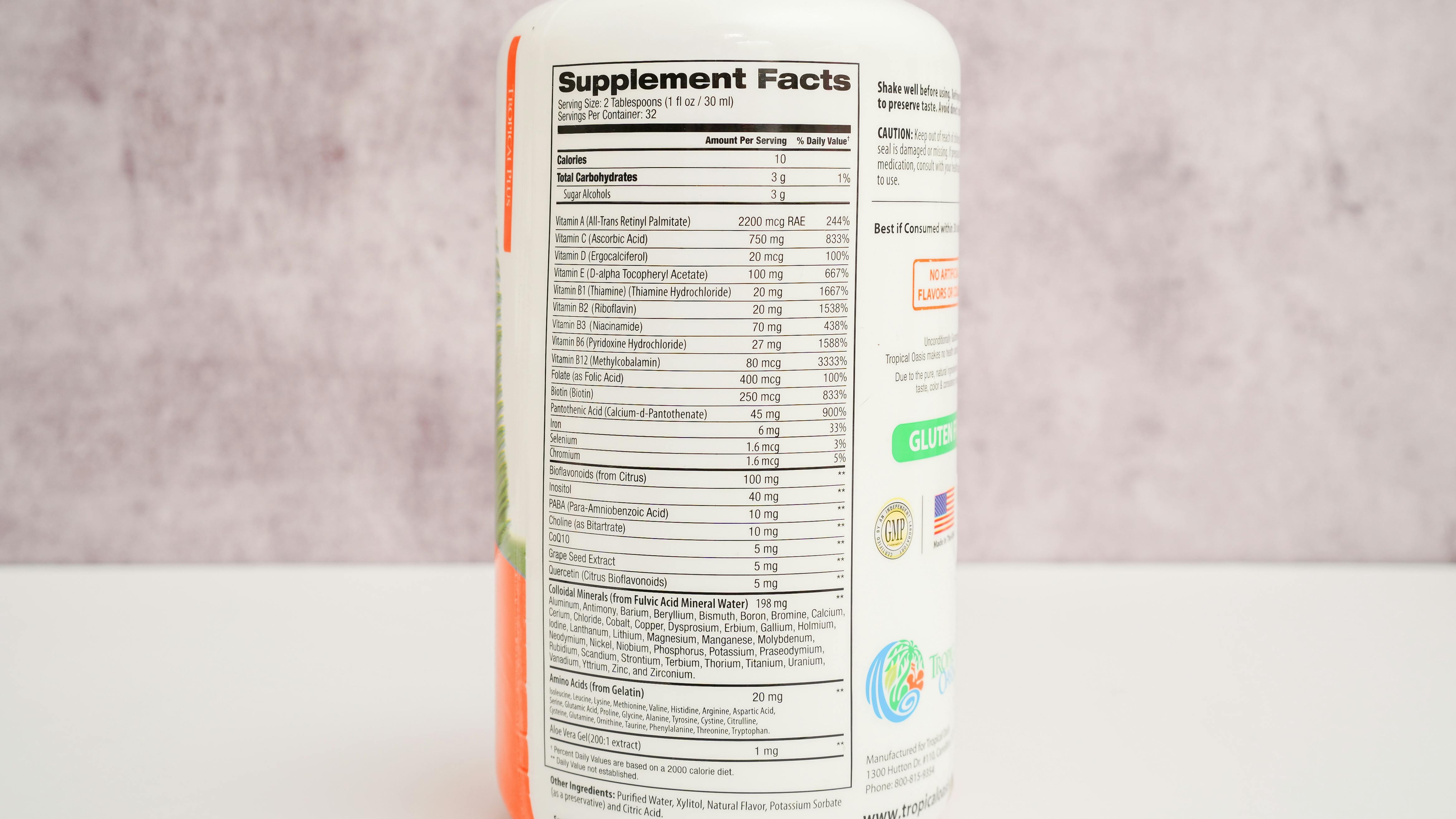 Tropical Oasis Mega Plus Ingredients