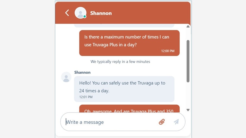 Truvaga Plus Customer Support Response