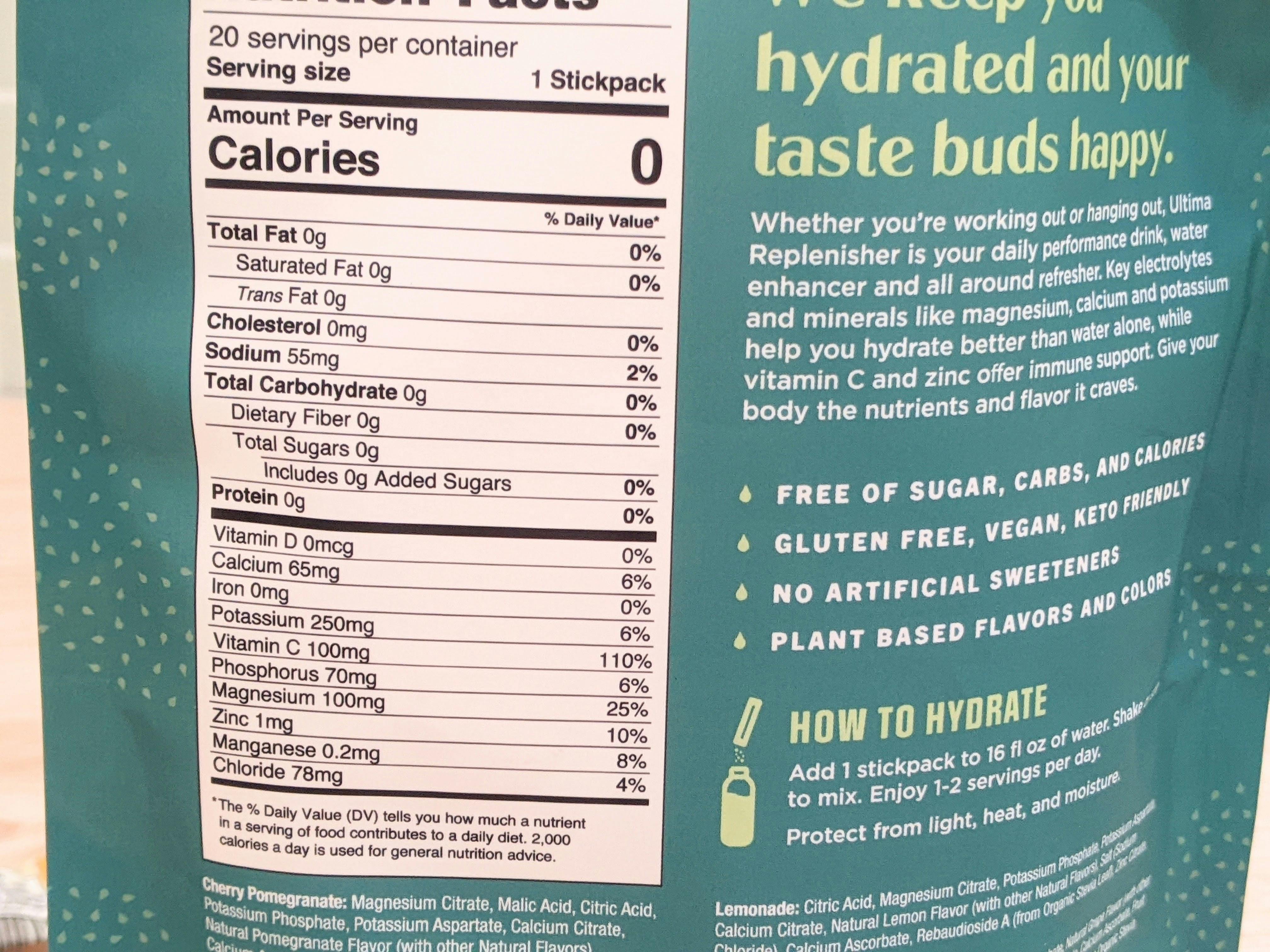 Ultima Replenisher Ingredients