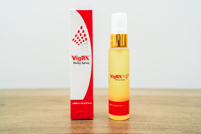 VigRX Delay Spray box and 50 mL bottle with lidocaine formula