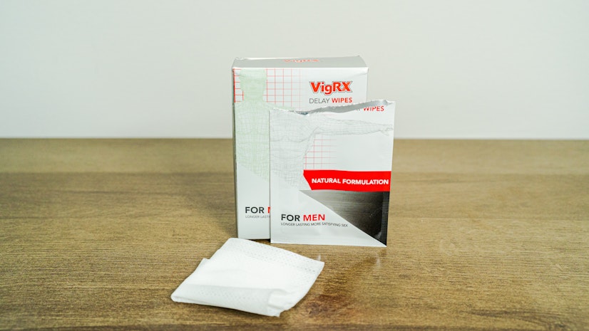 Vigrx Delay Wipes Box And Opened Wipe Packet