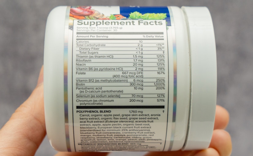 Vital Reds Label Supplement Facts
