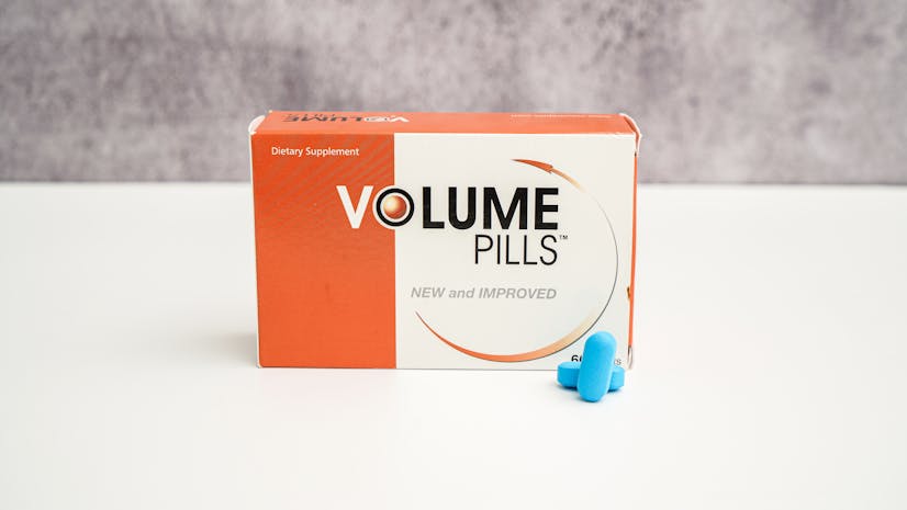 Volume Pills box with blue tablets