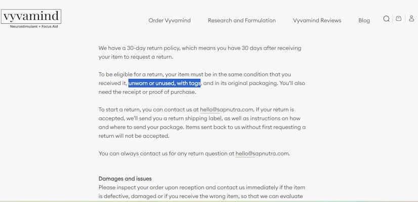 Vyvmind Return Policy