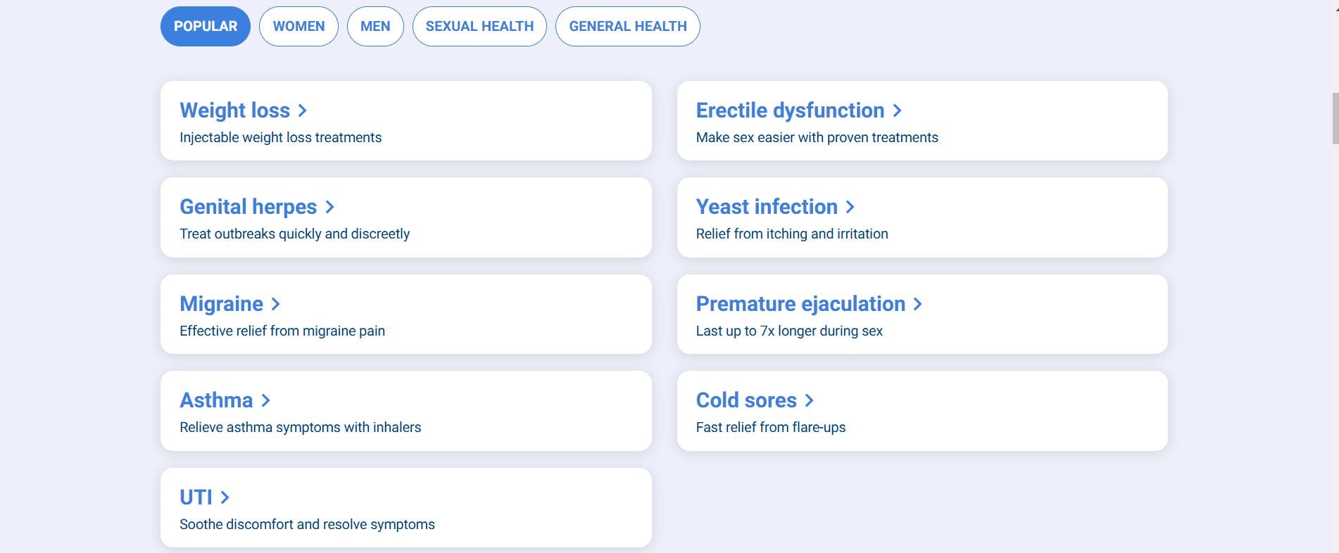 Ziphealth Treatment Categories